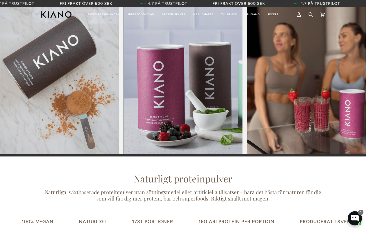 Kiano proteinpulver Berry Strong och Choco Strong på se.kianolife.com