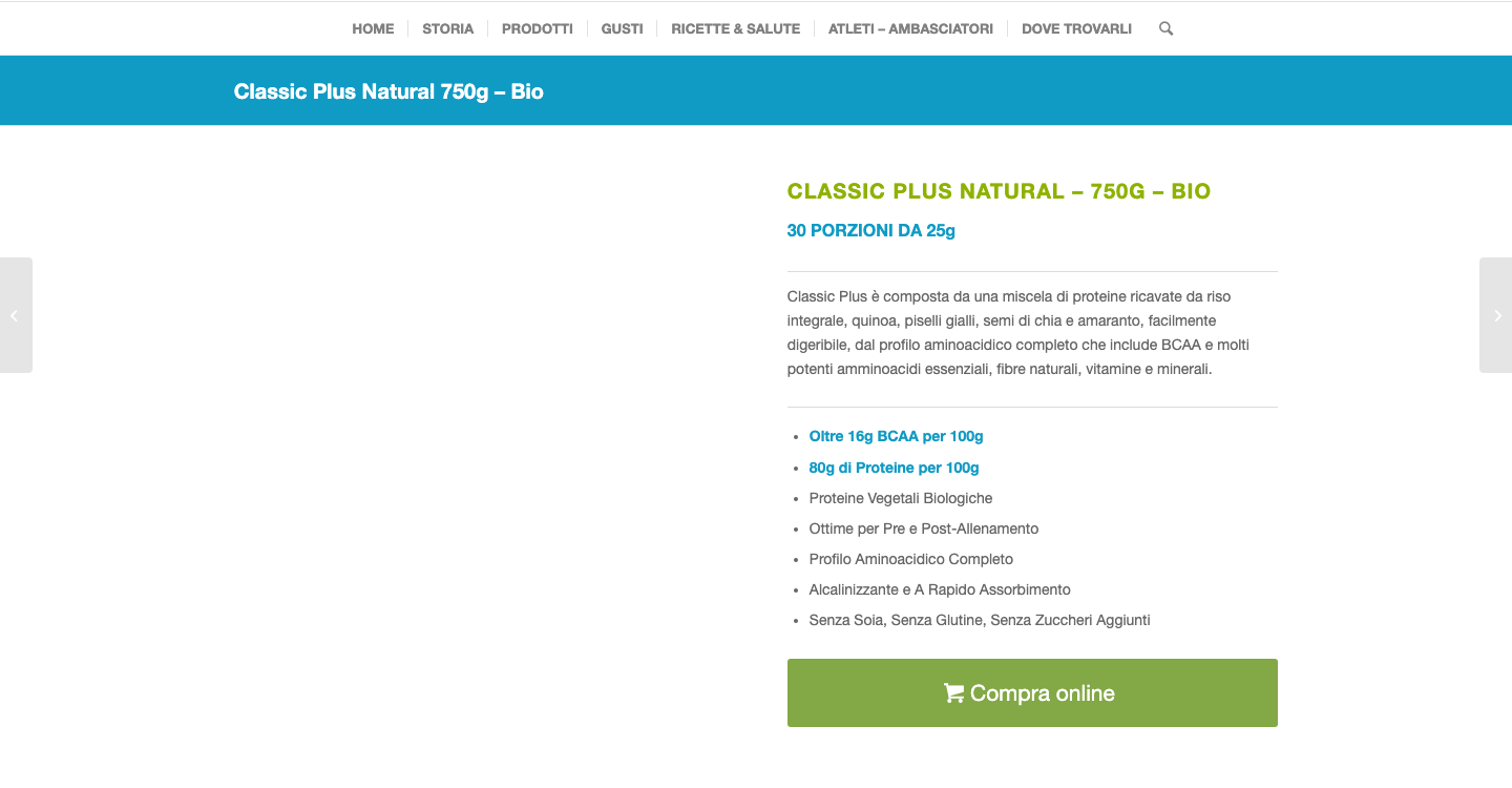 Pagina prodotto Sunwarrior Classic Plus, proteine vegane biologiche