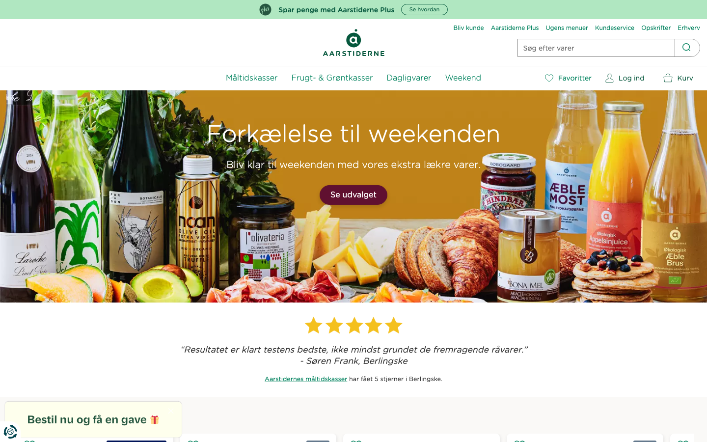 Forsiden af Aarstiderne, en økologisk måltidskasse som alternativ til HelloFresh