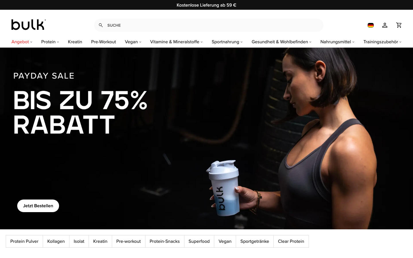 Startseite von Bulk mit Kollagen und Vitamin C Produkten