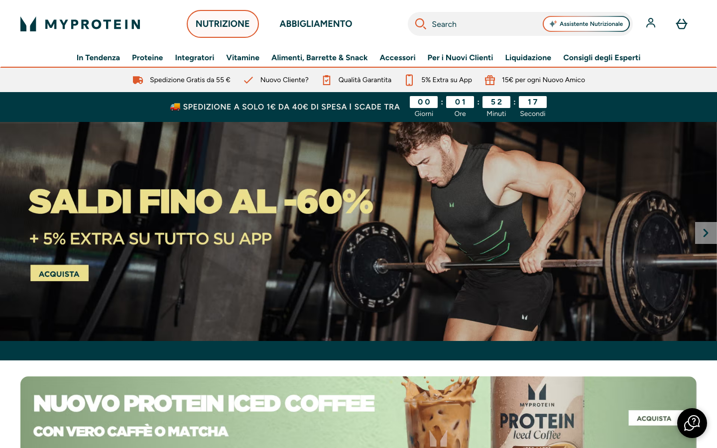 Homepage di MyProtein Italia