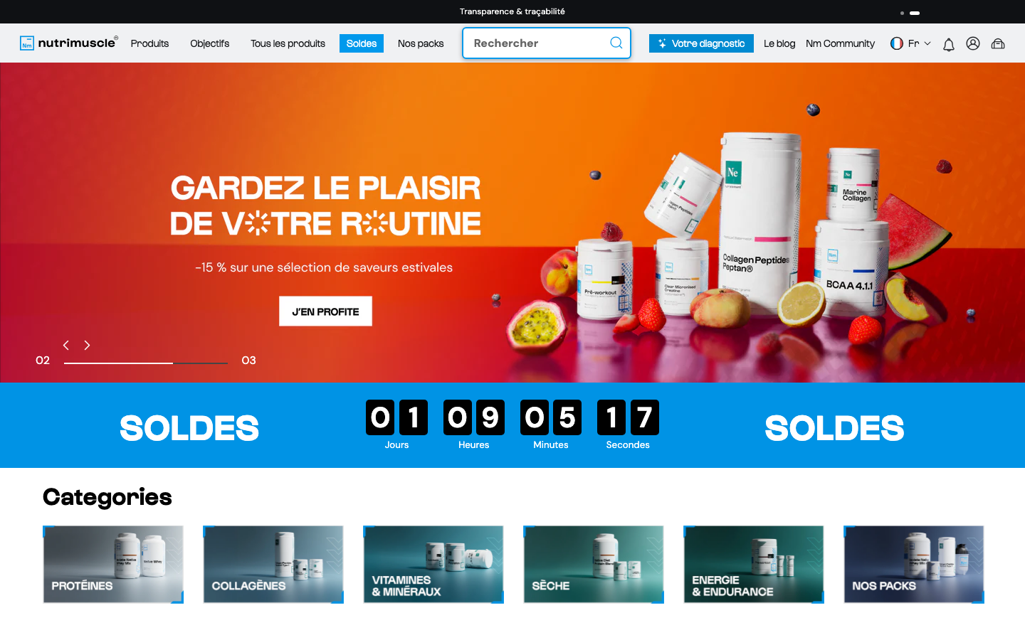 Page d'accueil Nutrimuscle, marque française de créatine Creapure sans additifs