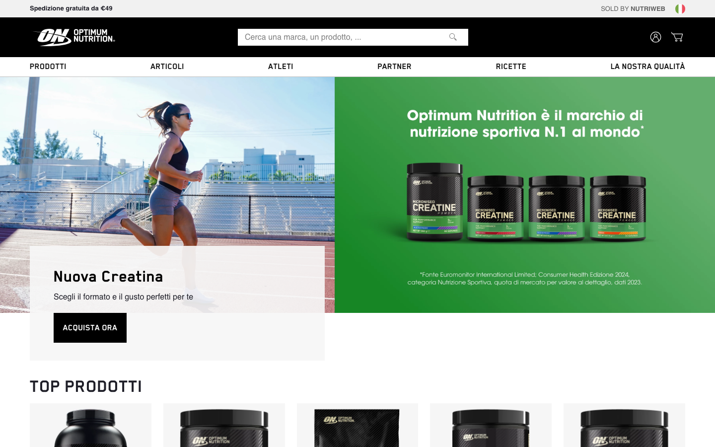 Homepage di Optimum Nutrition Italia