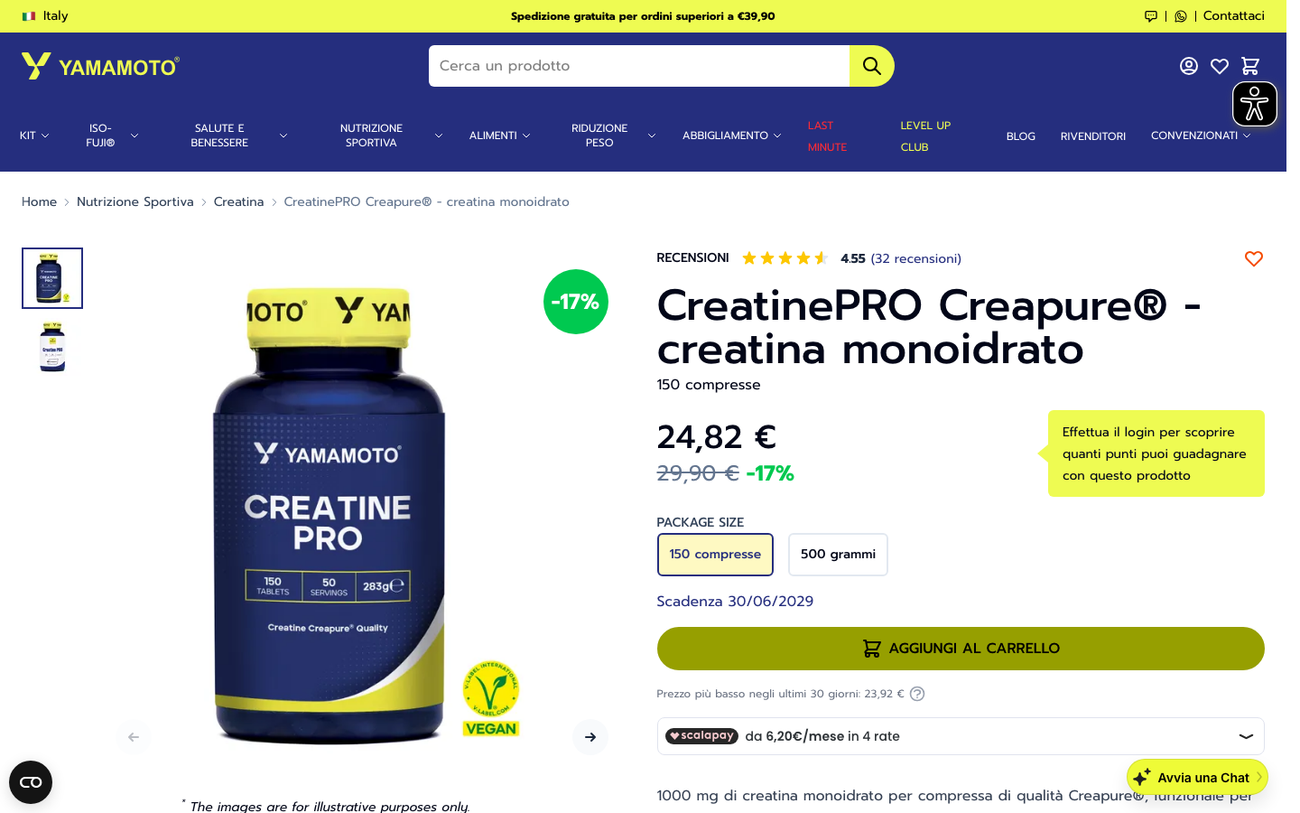 Pagina prodotto Yamamoto Nutrition CreatinePRO Creapure
