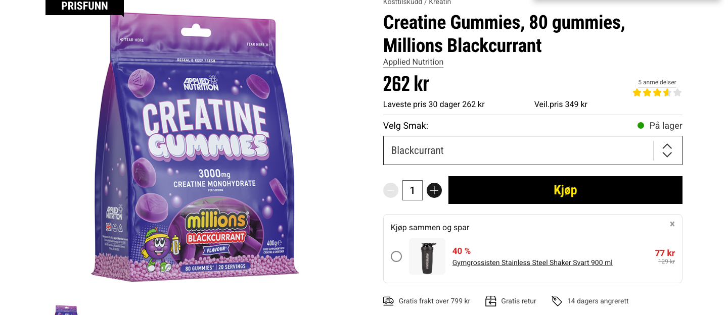 Applied Nutrition Creatine Gummies 80 stk hos Gymgrossisten
