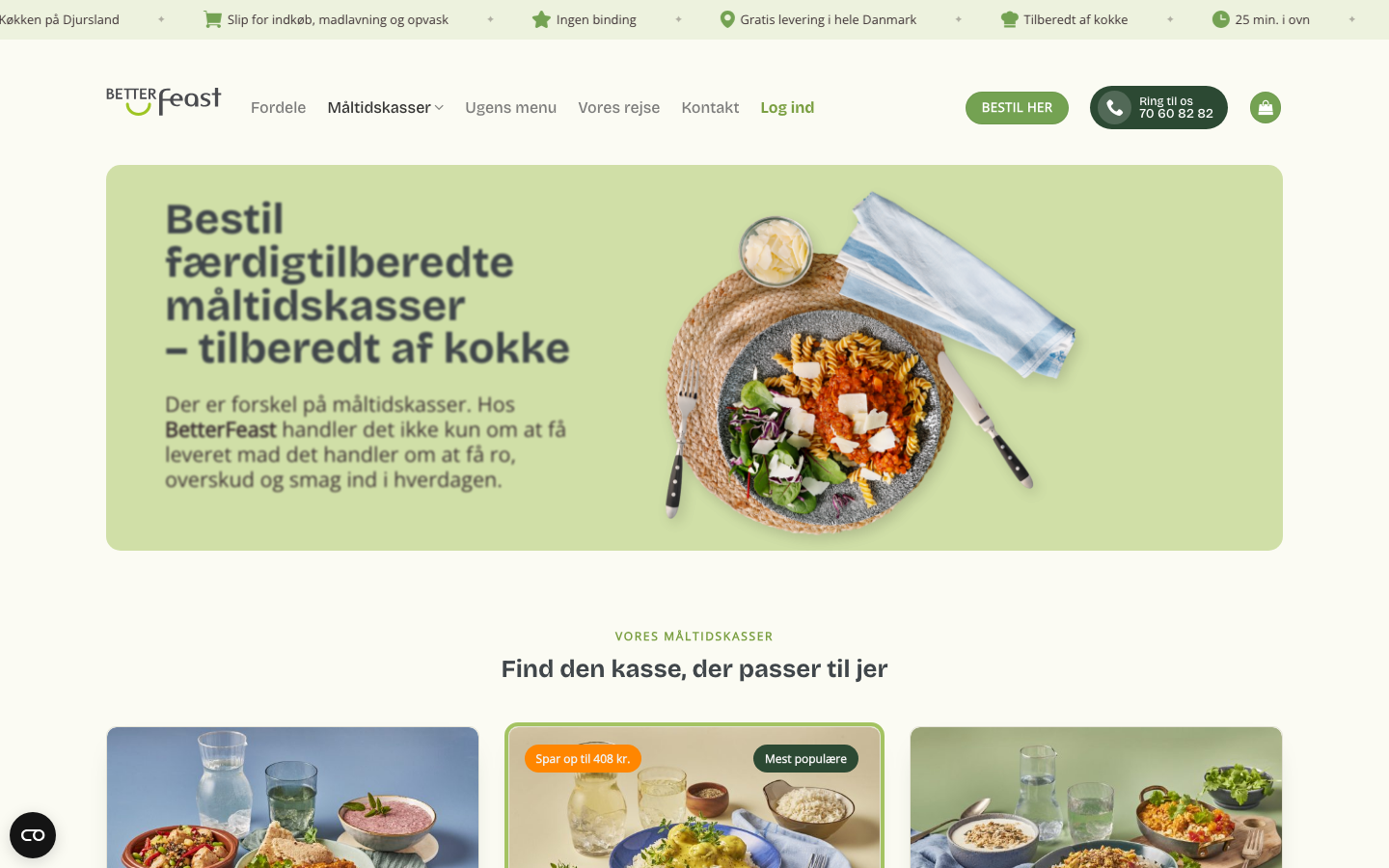 Skærmbillede af BetterFeasts egen beskrivelse af økologiske råvarer på hjemmesiden