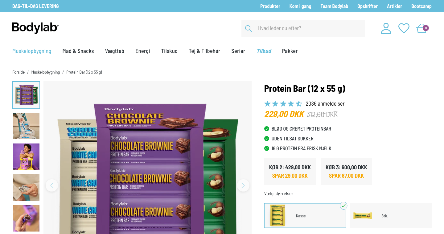 Bodylab proteinbar produktside på bodylab.dk