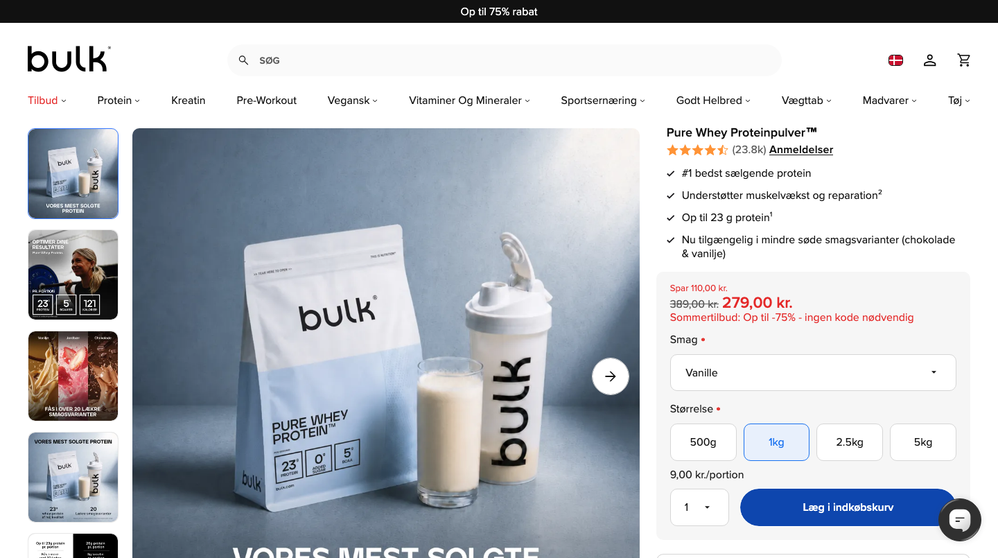 Bulk Pure Whey Protein (1 kg) på den danske produktside
