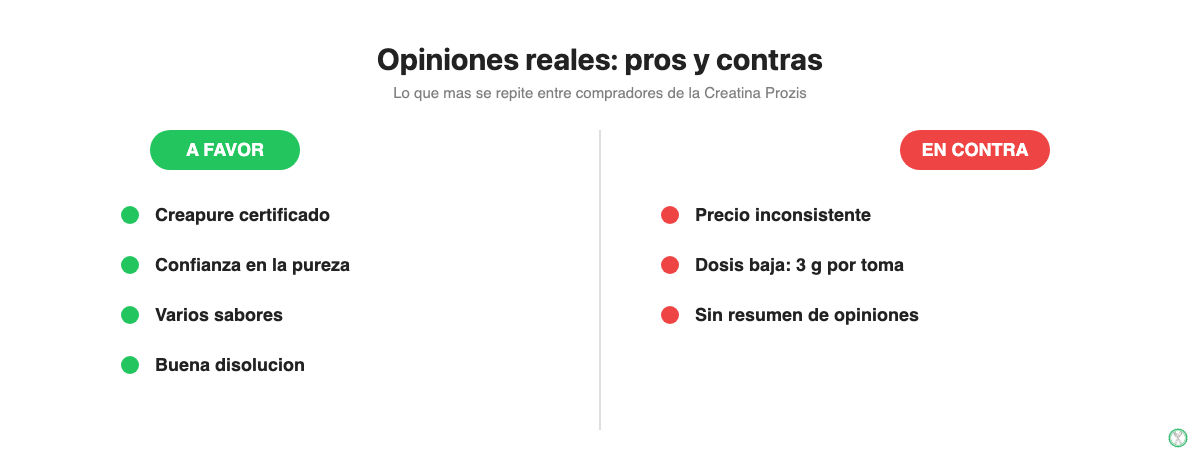 Pros y contras de la Creatina Creapure de Prozis segun opiniones reales de compradores