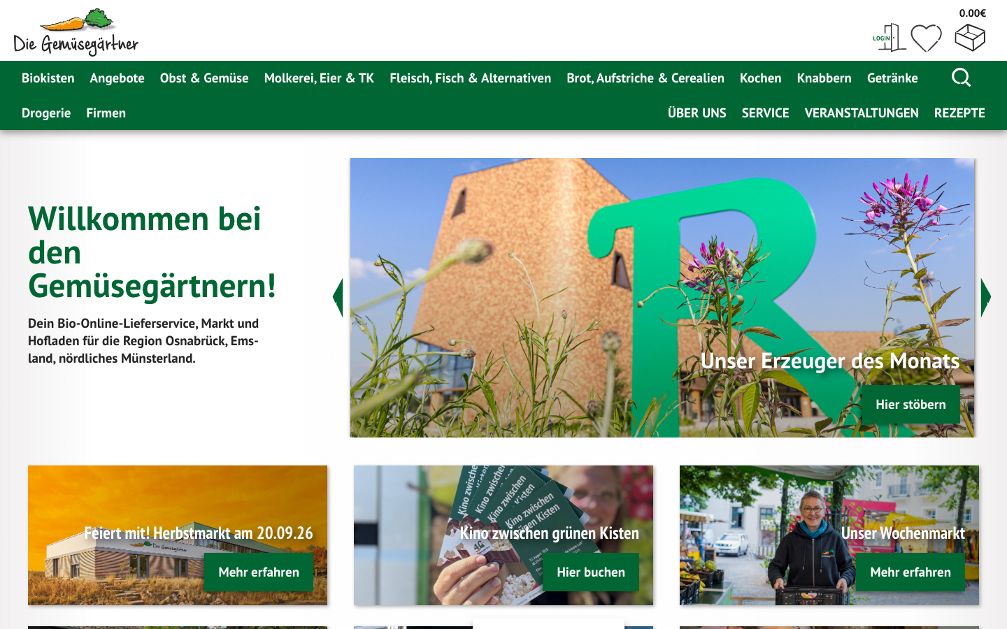 Startseite von Die Gemüsegärtner mit regionalem Bio-Liefergemüse