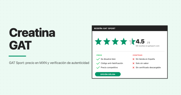 Reseña de la Creatina GAT con valoracion 4.5 de 5 y pros y contras