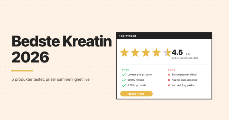 Bedste kreatin 2026: testvinder Bulk Kreatin Monohydrat med stjernevurdering