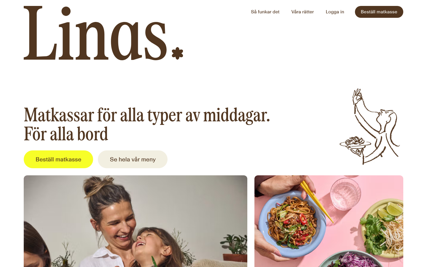 Linas Matkasse startsida för matkasse levererad hem i Sverige