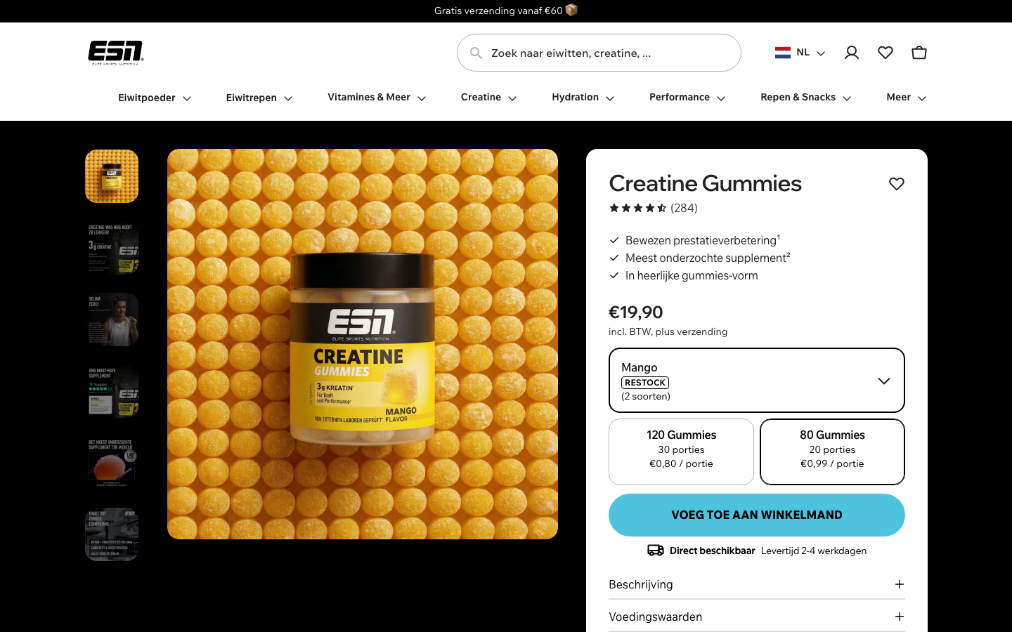 Productpagina van ESN Creatine Gummies