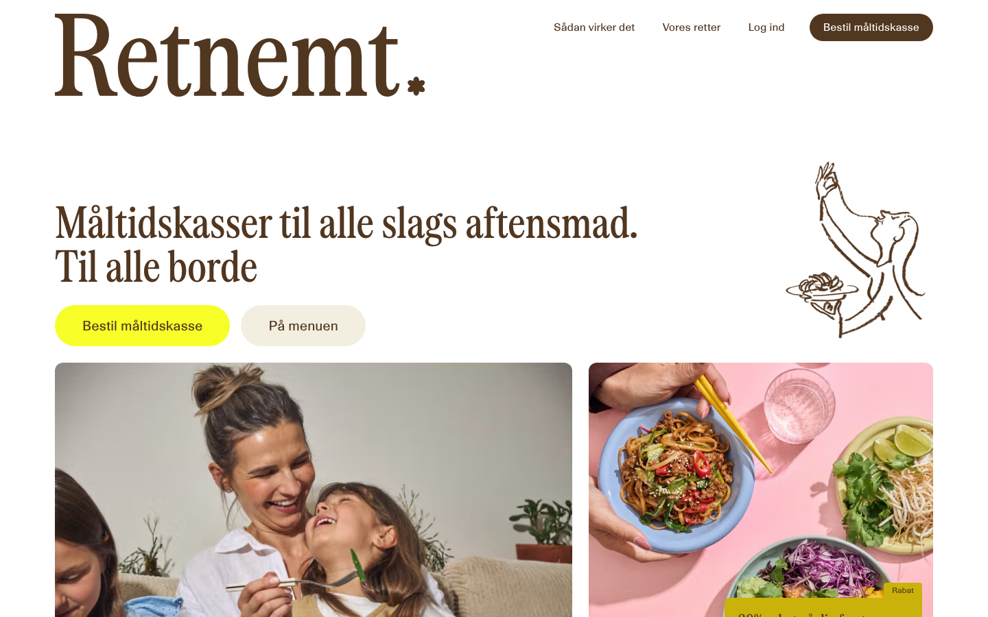 RetNemt måltidskasse til 6 personer, bestillingsside