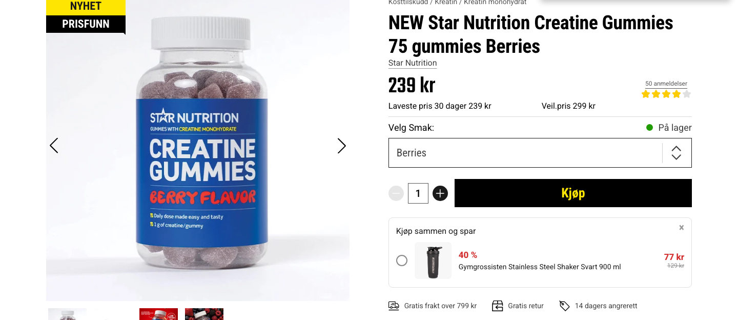 Star Nutrition Creatine Gummies 75 stk hos Gymgrossisten