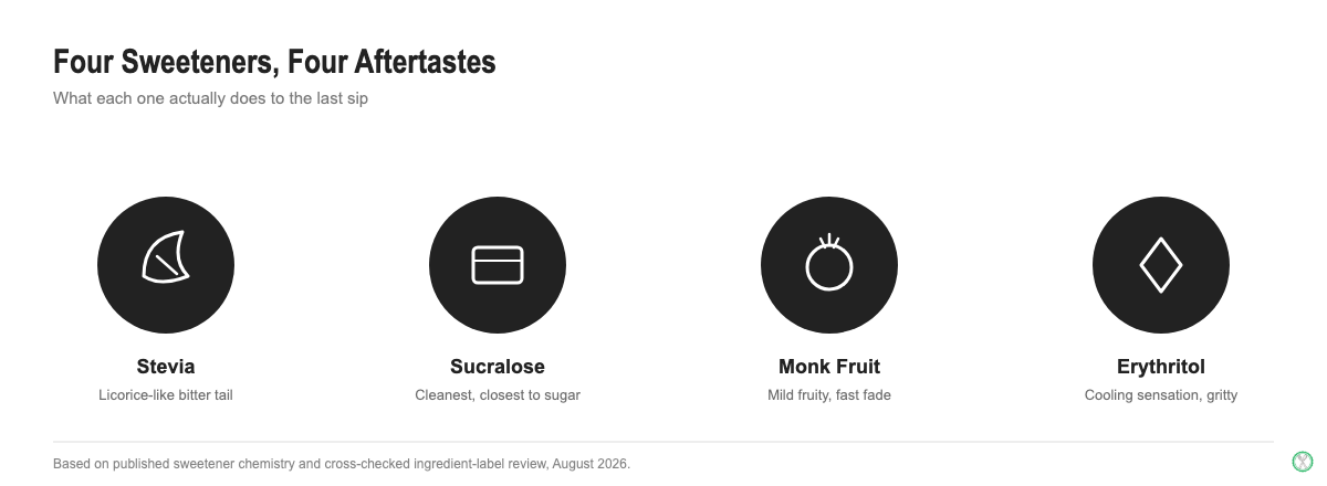 Comparison of stevia, sucralose, monk fruit, and erythritol aftertaste characteristics in protein powder