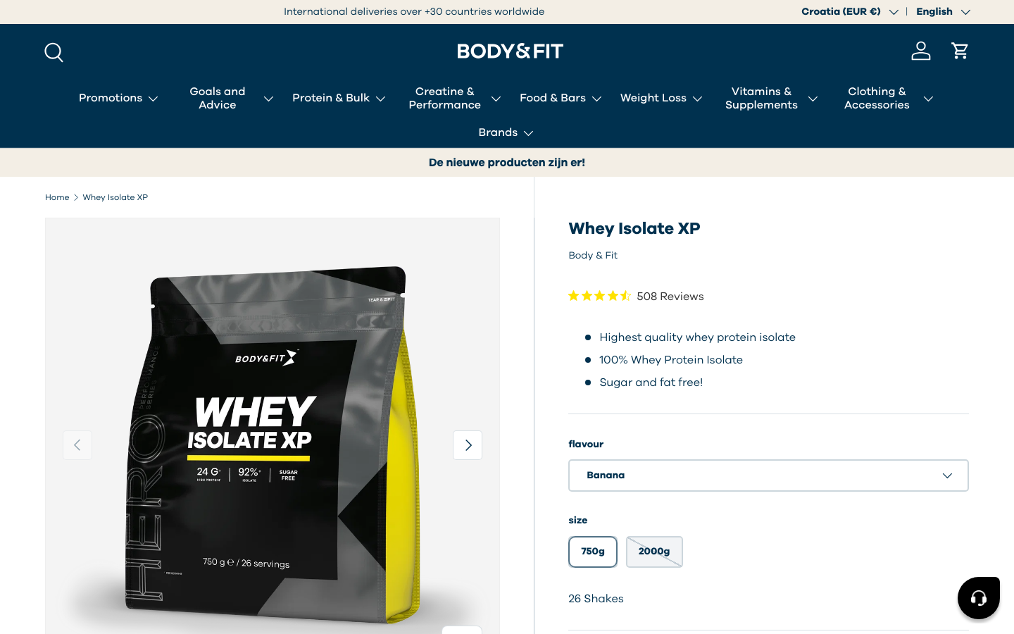 Body en Fit Whey Isolate XP productpagina