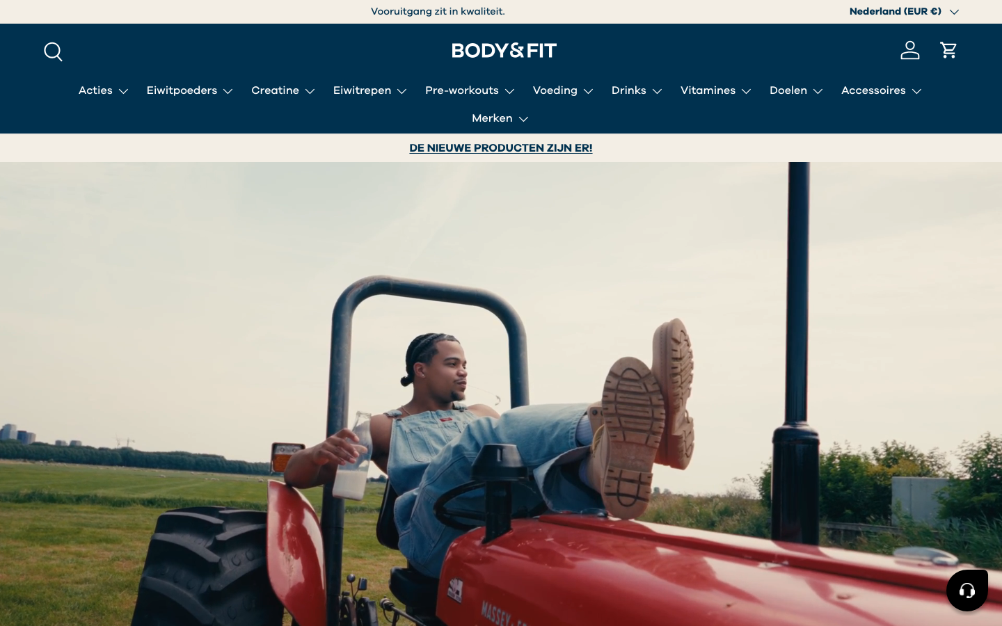 Homepage van Body & Fit, merk achter Massive Gainer