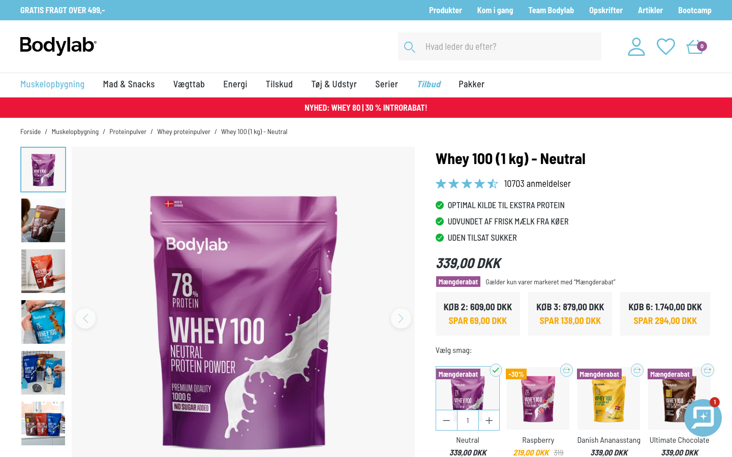 Bodylab Whey 100 Neutral produktside