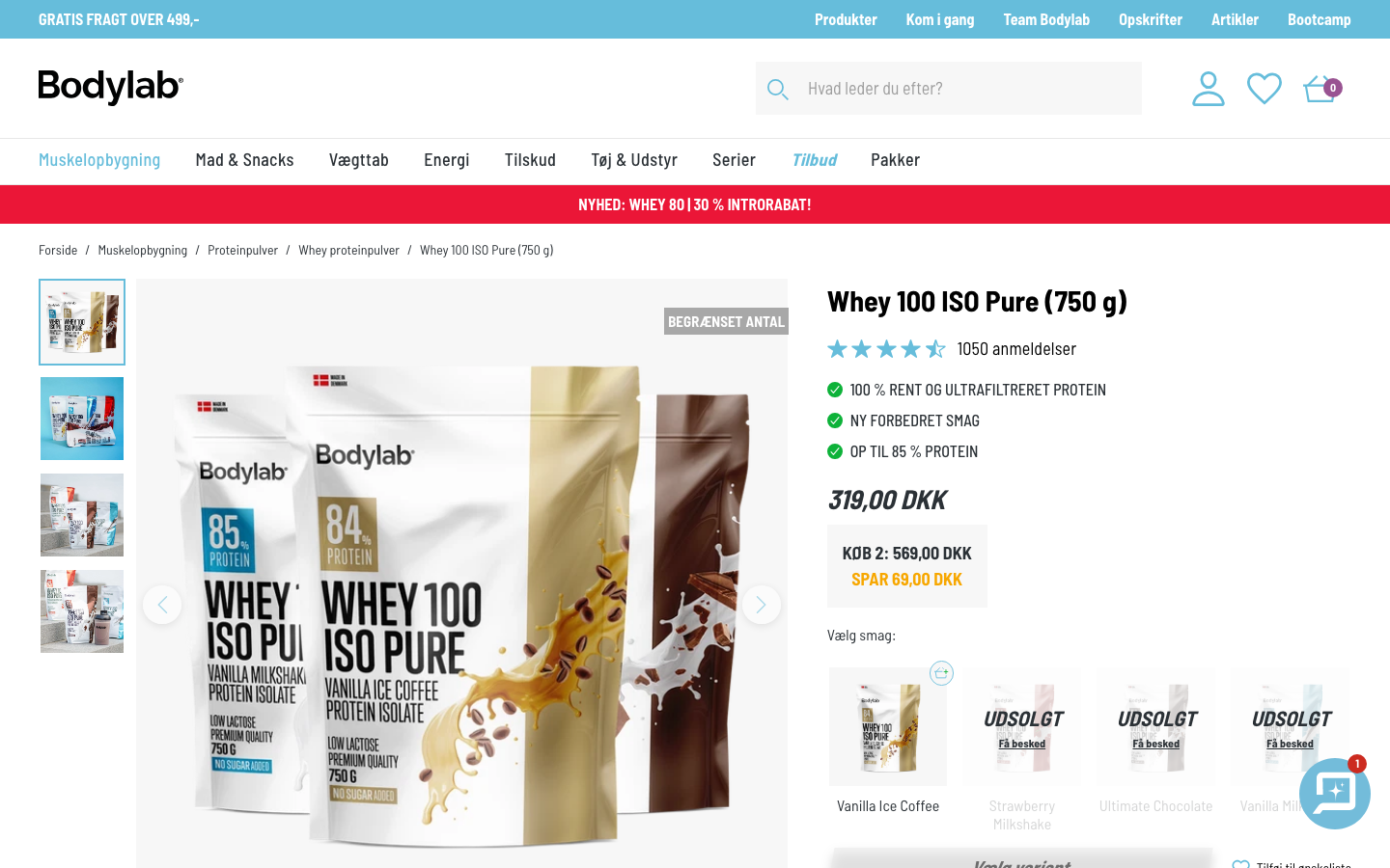 Bodylab Whey 100 ISO Pure 750 g produktside