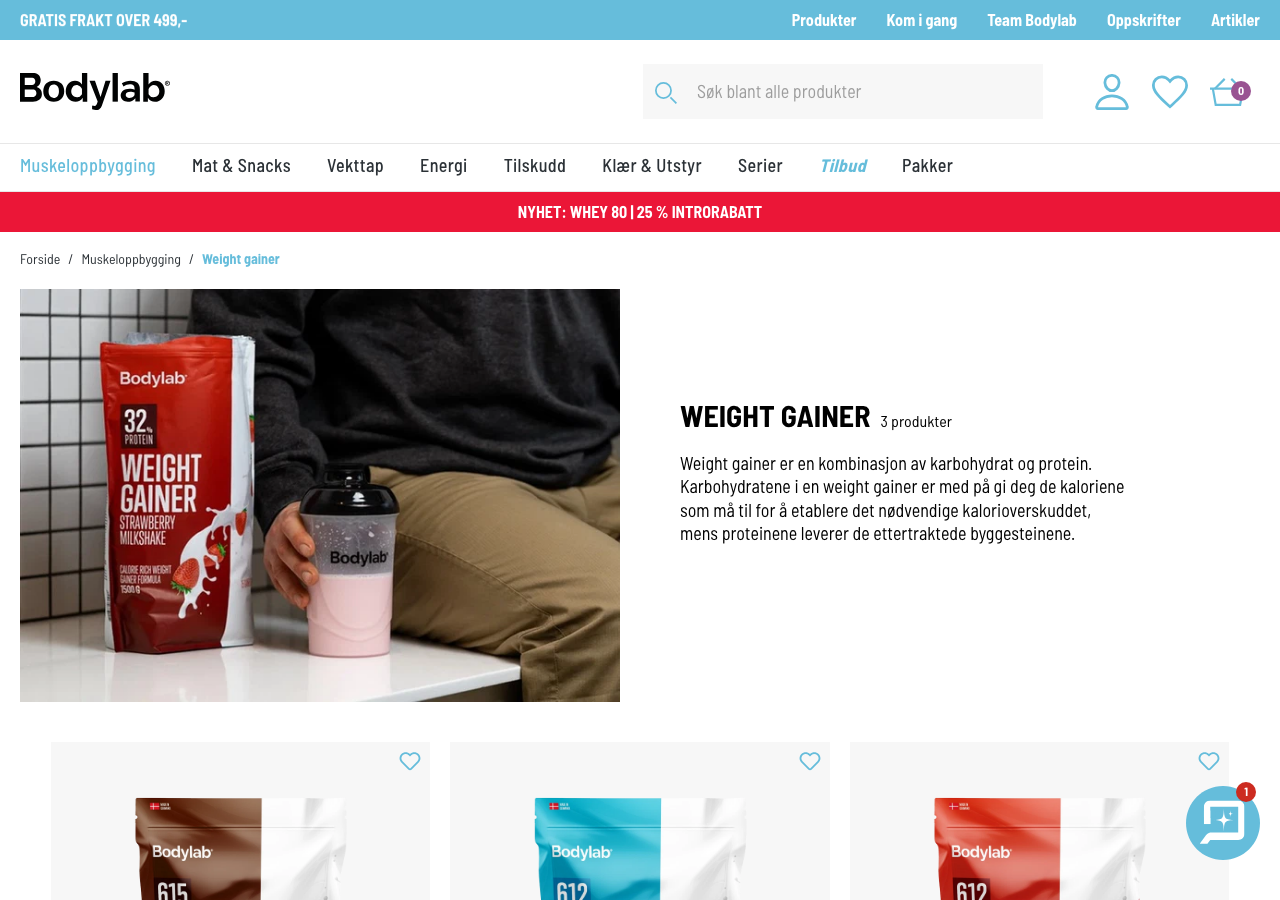 Bodylab Weight Gainer i butikk hos Bodylab.no