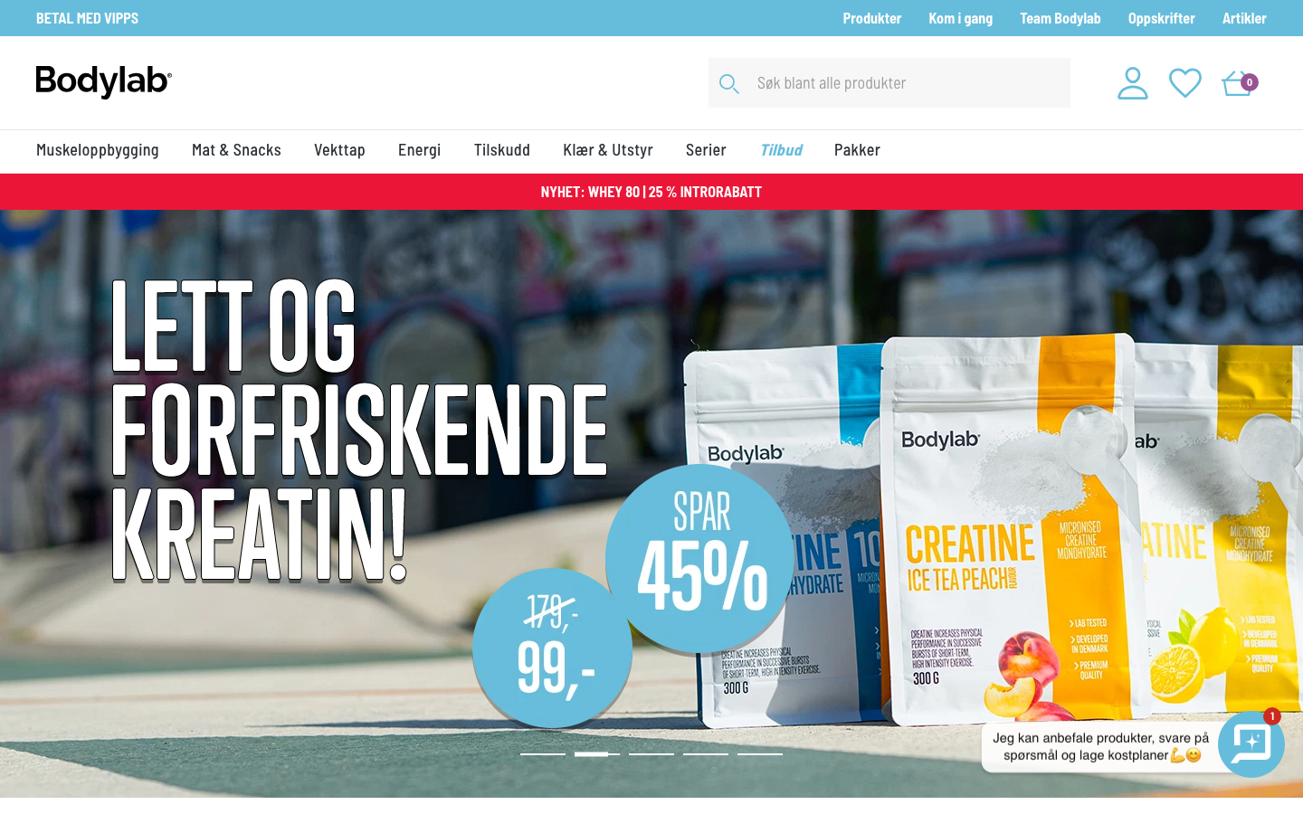 Bodylab.no nettbutikk med pre workout og kreatin produkter