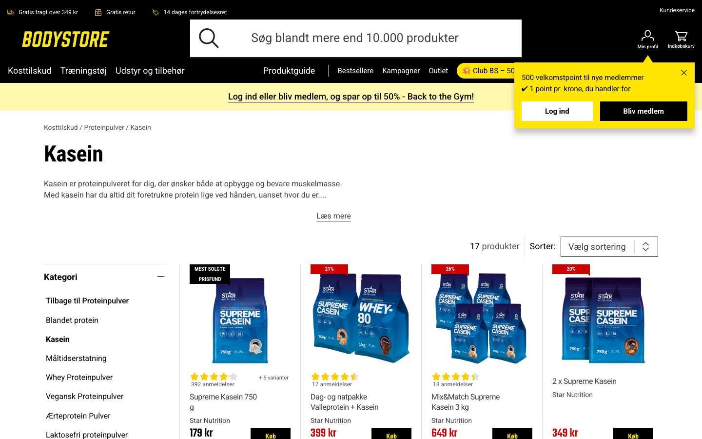 Star Nutrition Supreme Kasein produktoversigt hos Bodystore