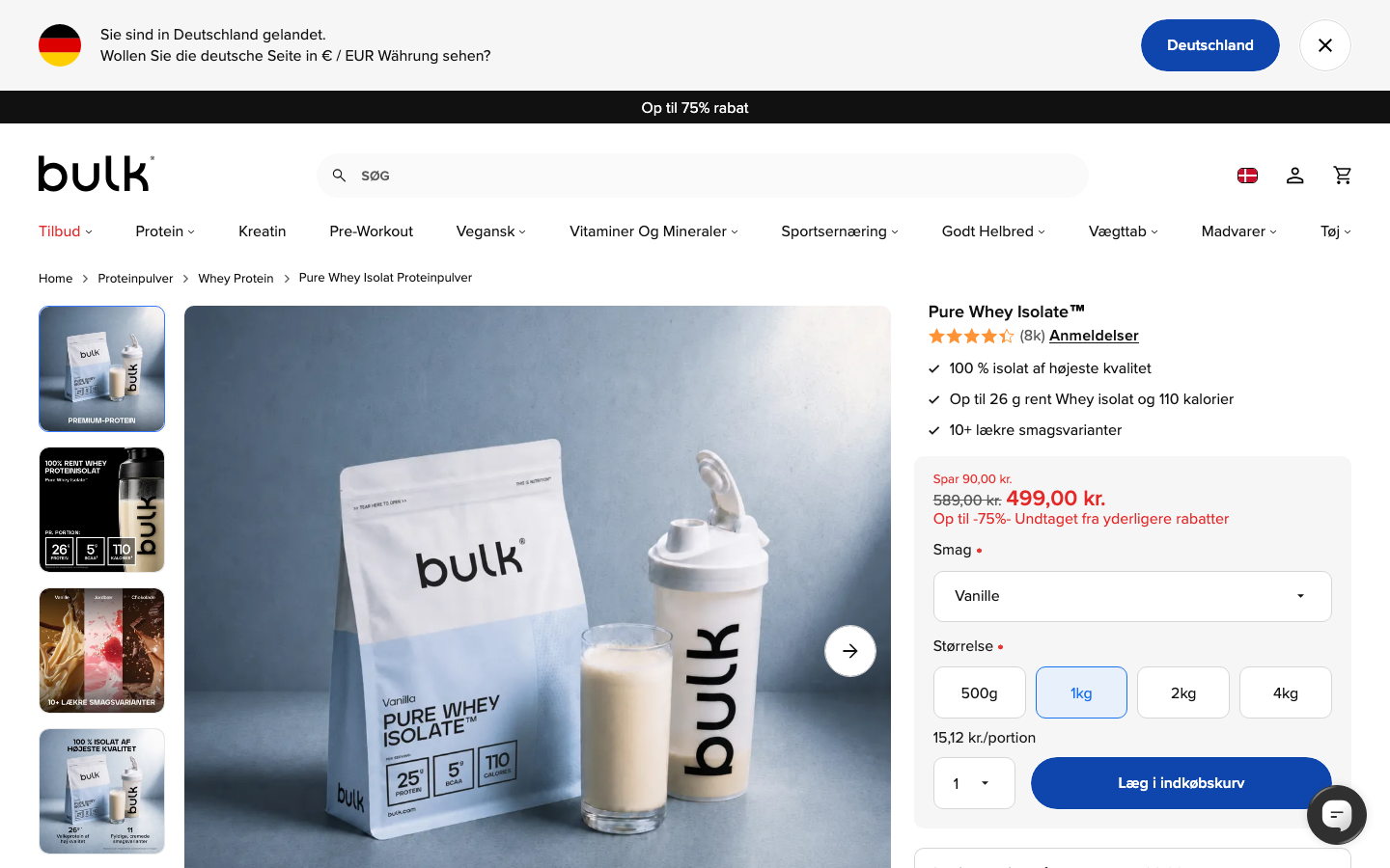 Bulk Pure Whey Isolate 90 produktside
