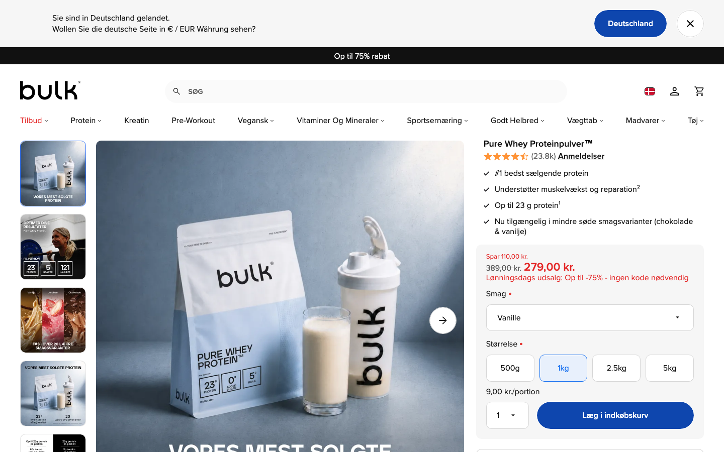 Bulk Pure Whey Protein Uden smag produktside