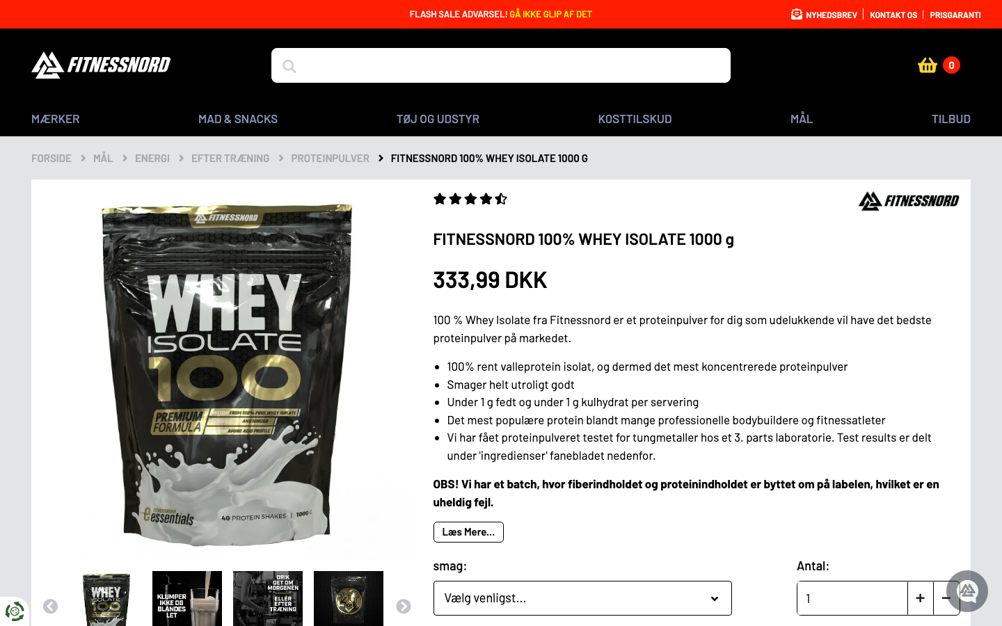 Fitnessnord 100% Whey Isolate 1000 g produktside