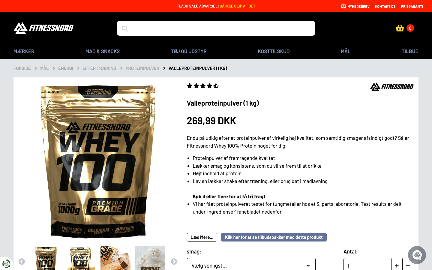 Fitnessnord Whey 100% Protein Unflavoured produktside