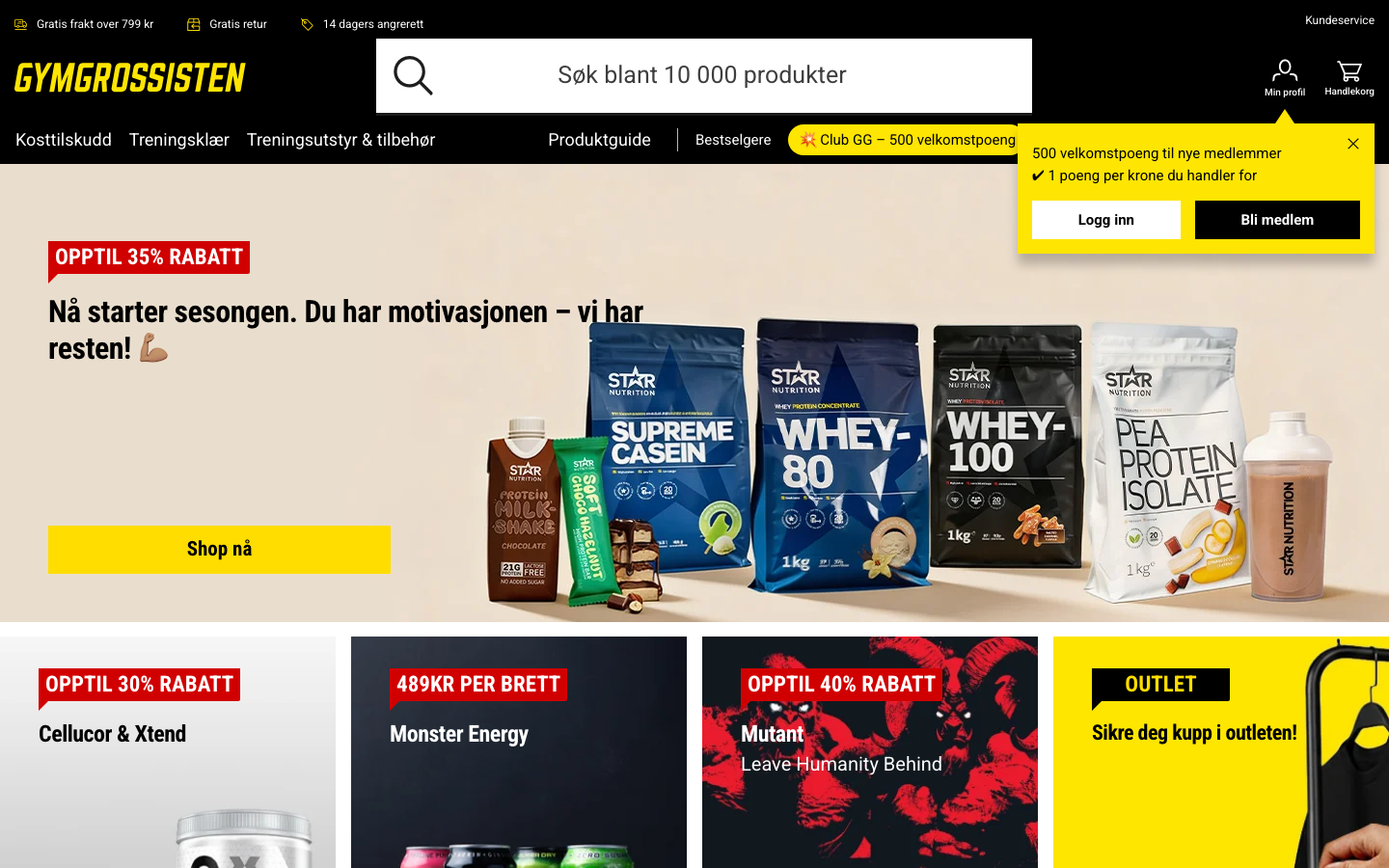 Gymgrossisten.no nettbutikk med Star Nutrition proteinpulver