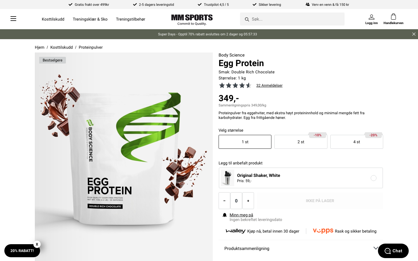 Body Science Egg Protein produktside hos MM Sports