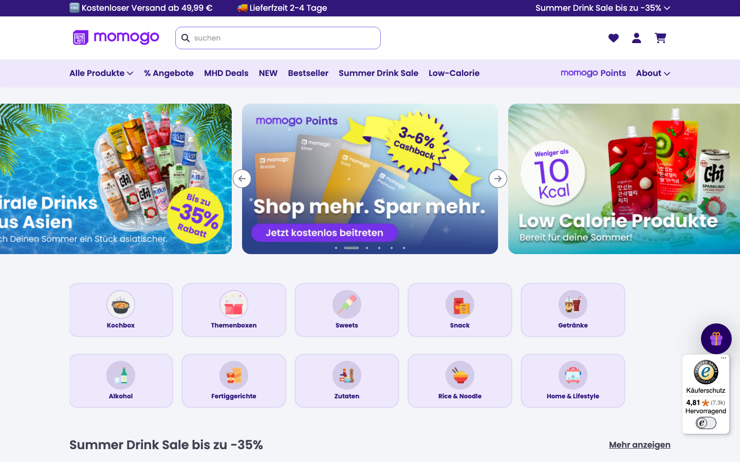 Startseite von momogo, dem heutigen Namen von EasyCookAsia