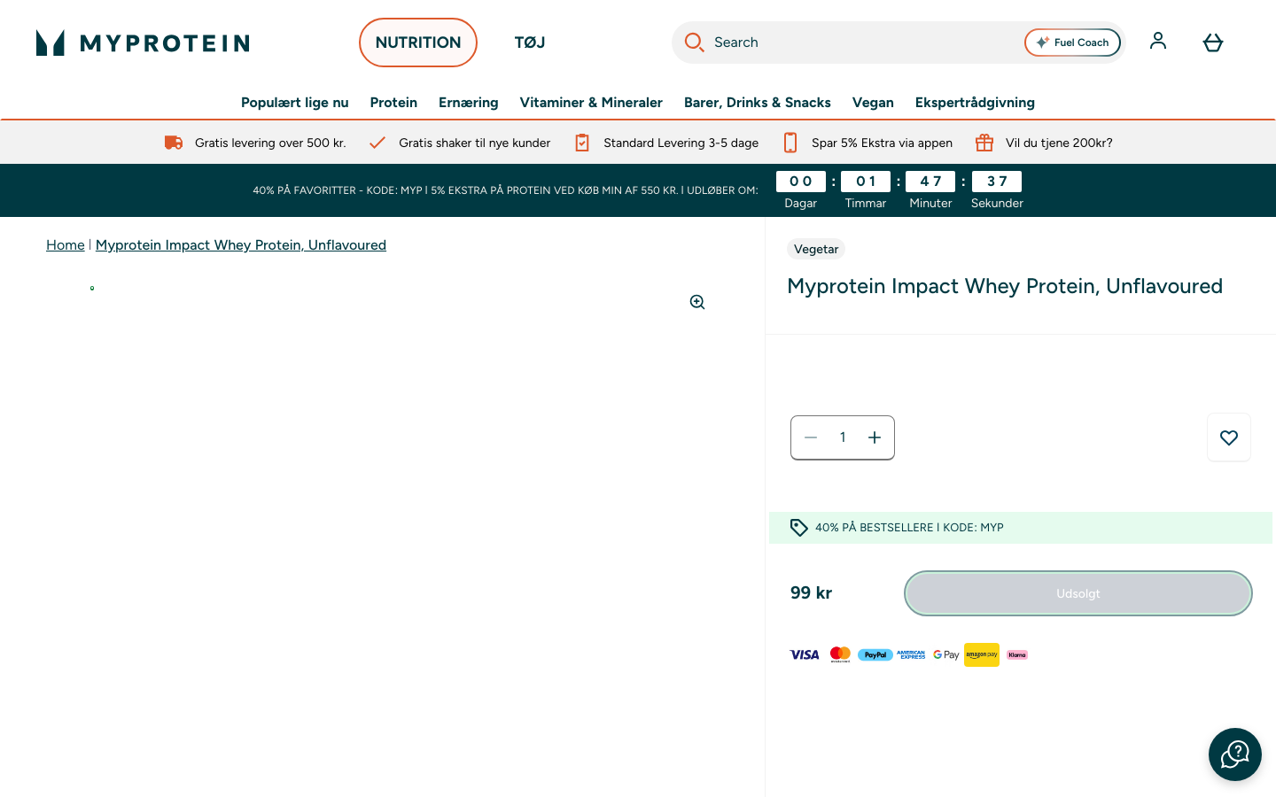 MyProtein Impact Whey Protein Unflavoured produktside