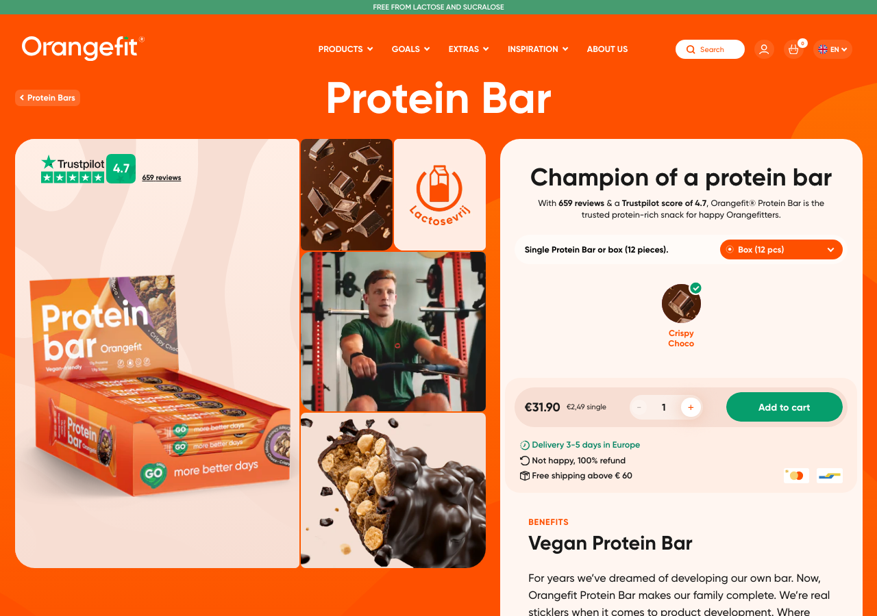 Orangefit Protein Bar Vegan productpagina