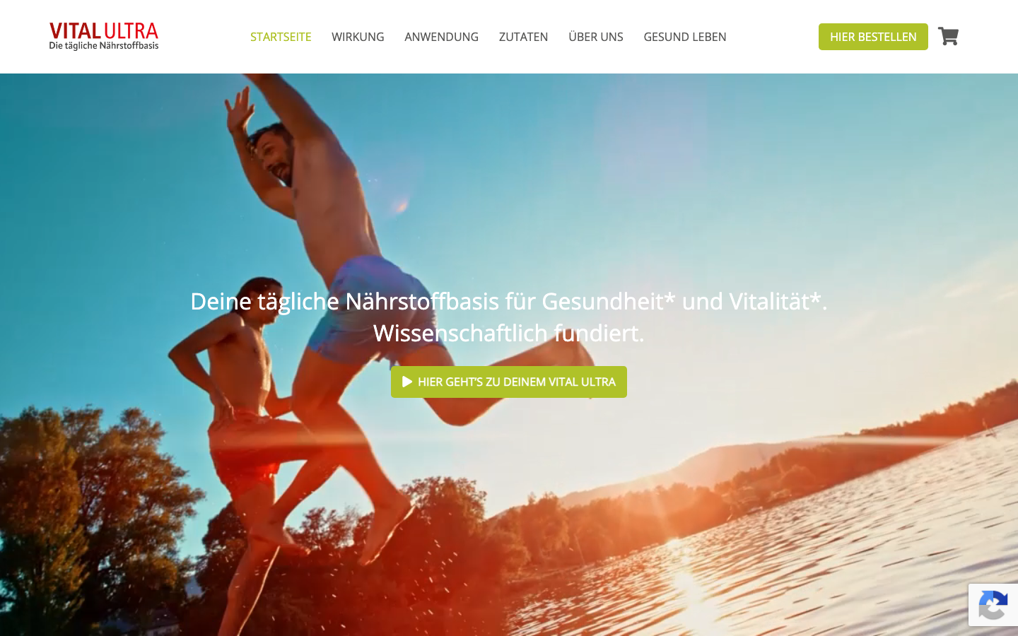Startseite von Vital Ultra, der direkten Flüssigkonzentrat-Alternative zu LaVita