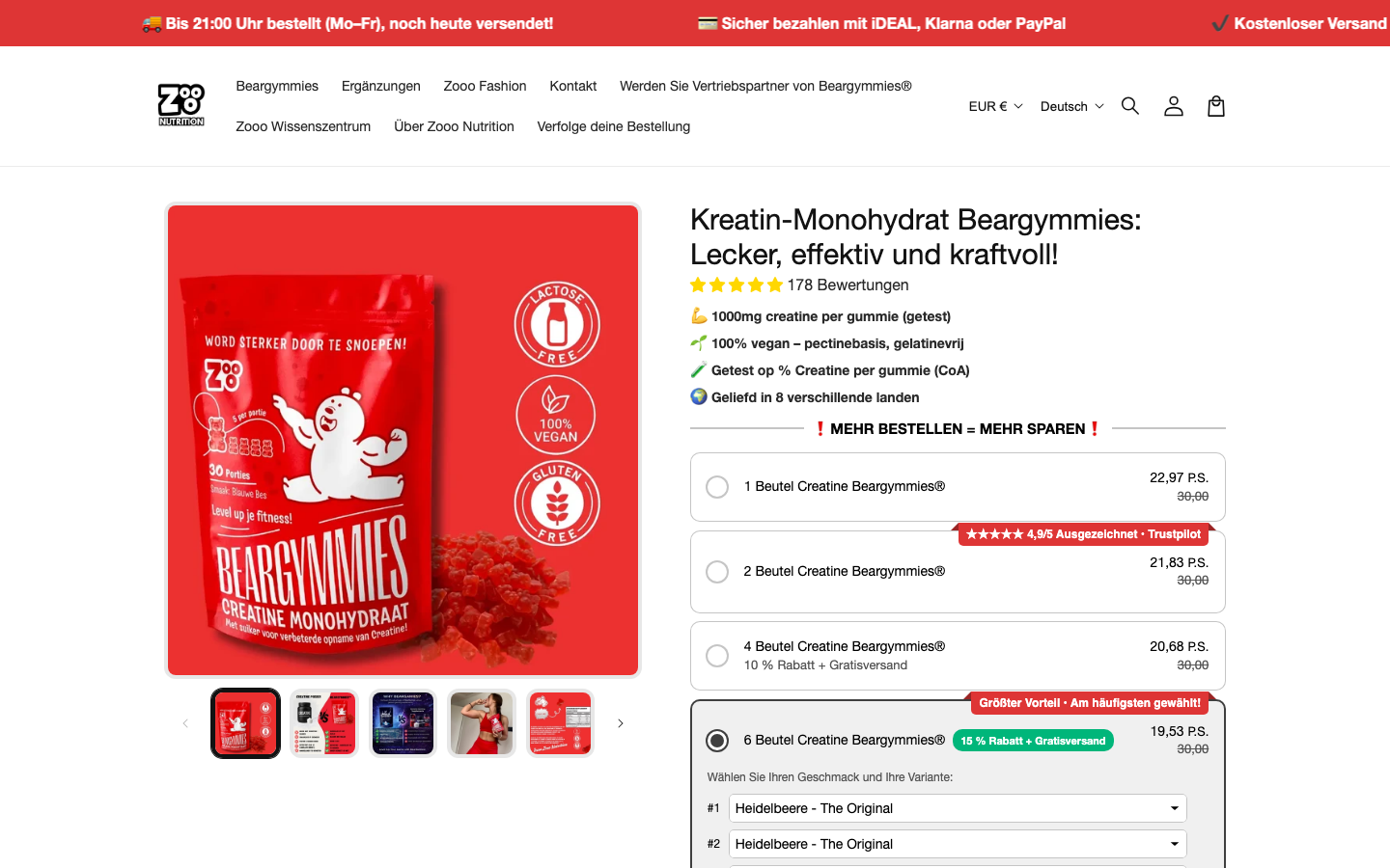 Productpagina van Beargymmies Creatine Gummies