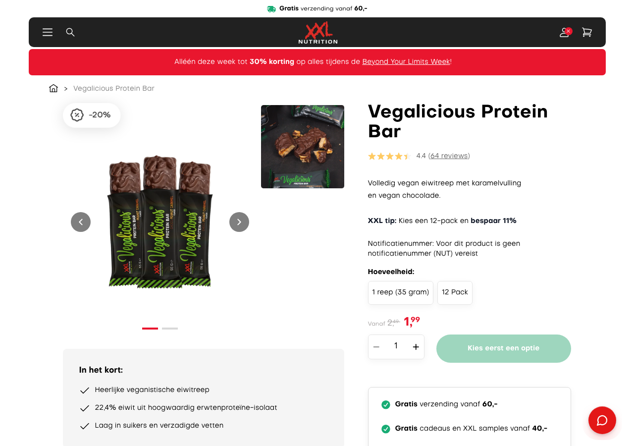 XXL Nutrition Vegalicious Protein Bar productpagina