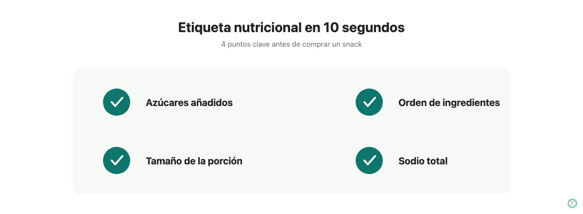 Cuatro puntos clave para leer la etiqueta nutricional de un snack envasado