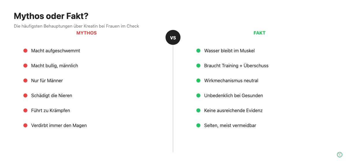 Mythen und Fakten rund um Kreatin für Frauen im Vergleich
