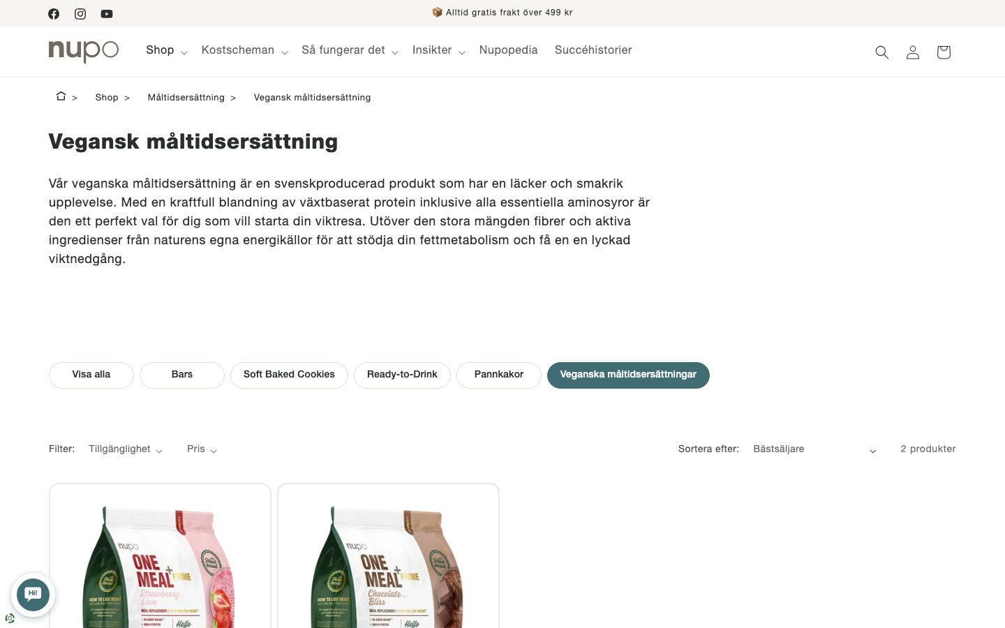 Nupo One Meal Prime veganska måltidsersättningar hos Nupo