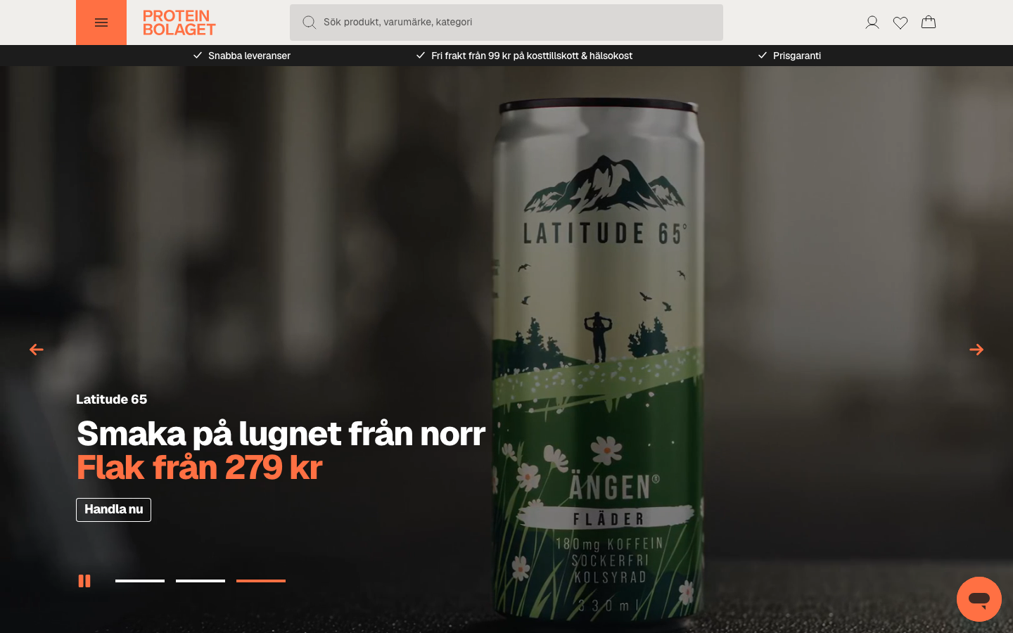 Proteinbolagets startsida, återförsäljare av Swedish Supplements