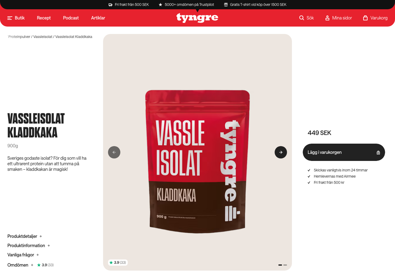Tyngre Vassleisolat Kladdkaka 900 g, 449 kr