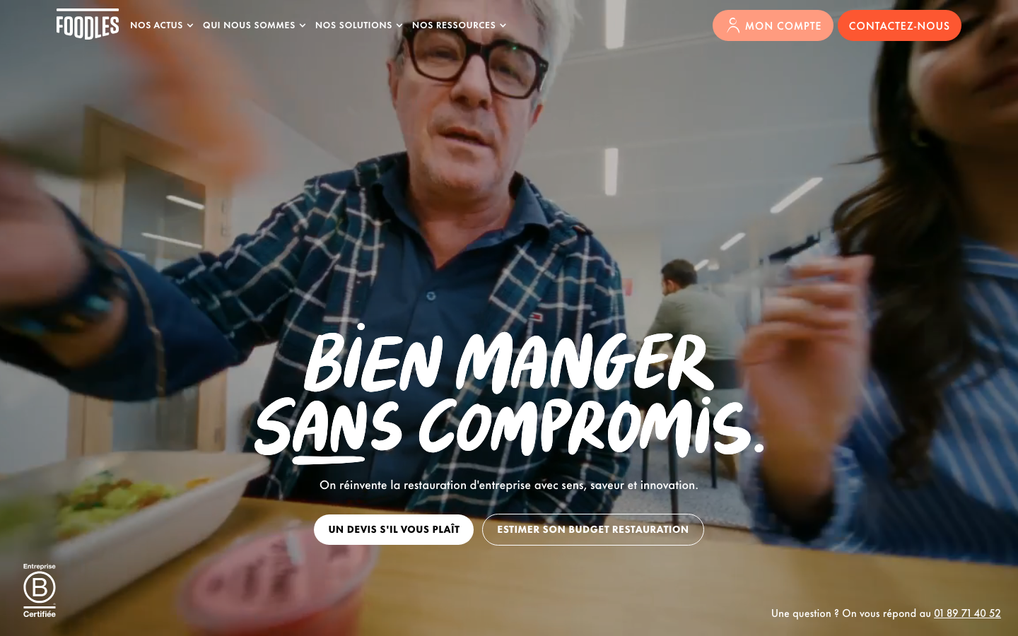 Site Foodles presentant son offre de restauration en entreprise.