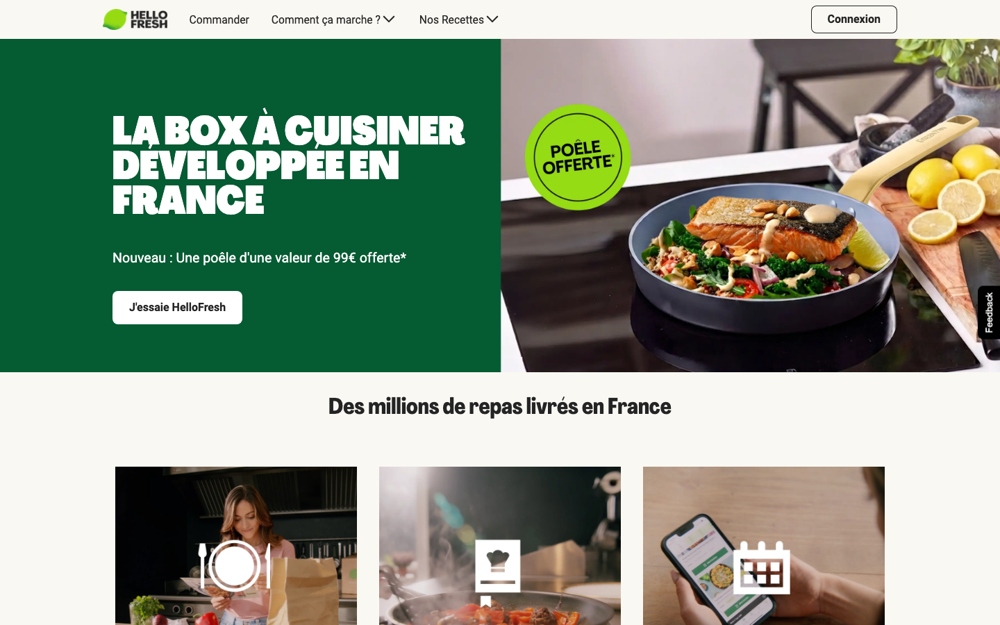 Site officiel HelloFresh France, page d'accueil