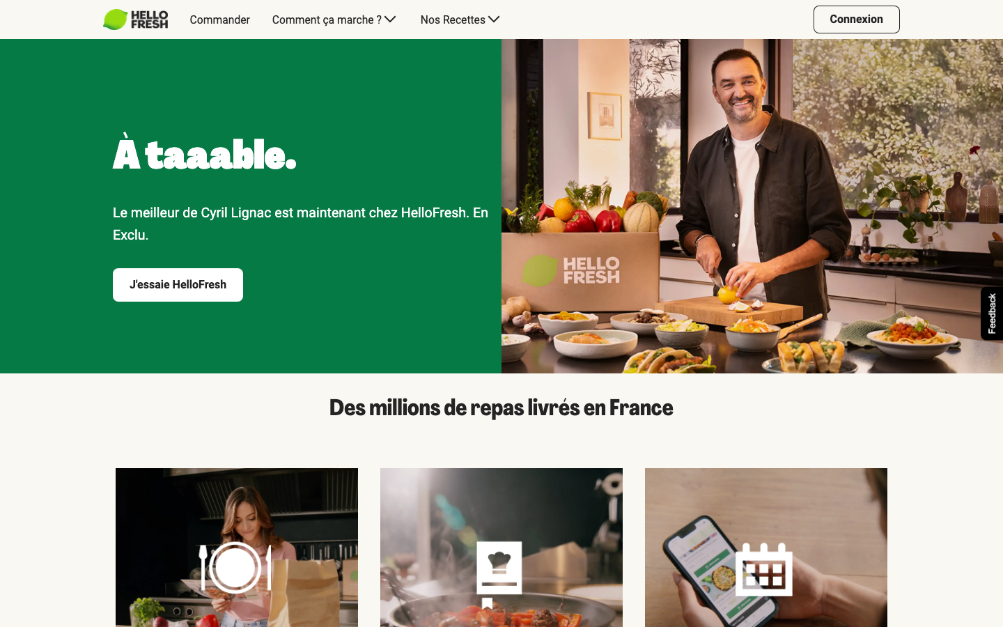 Page d'accueil du site HelloFresh France