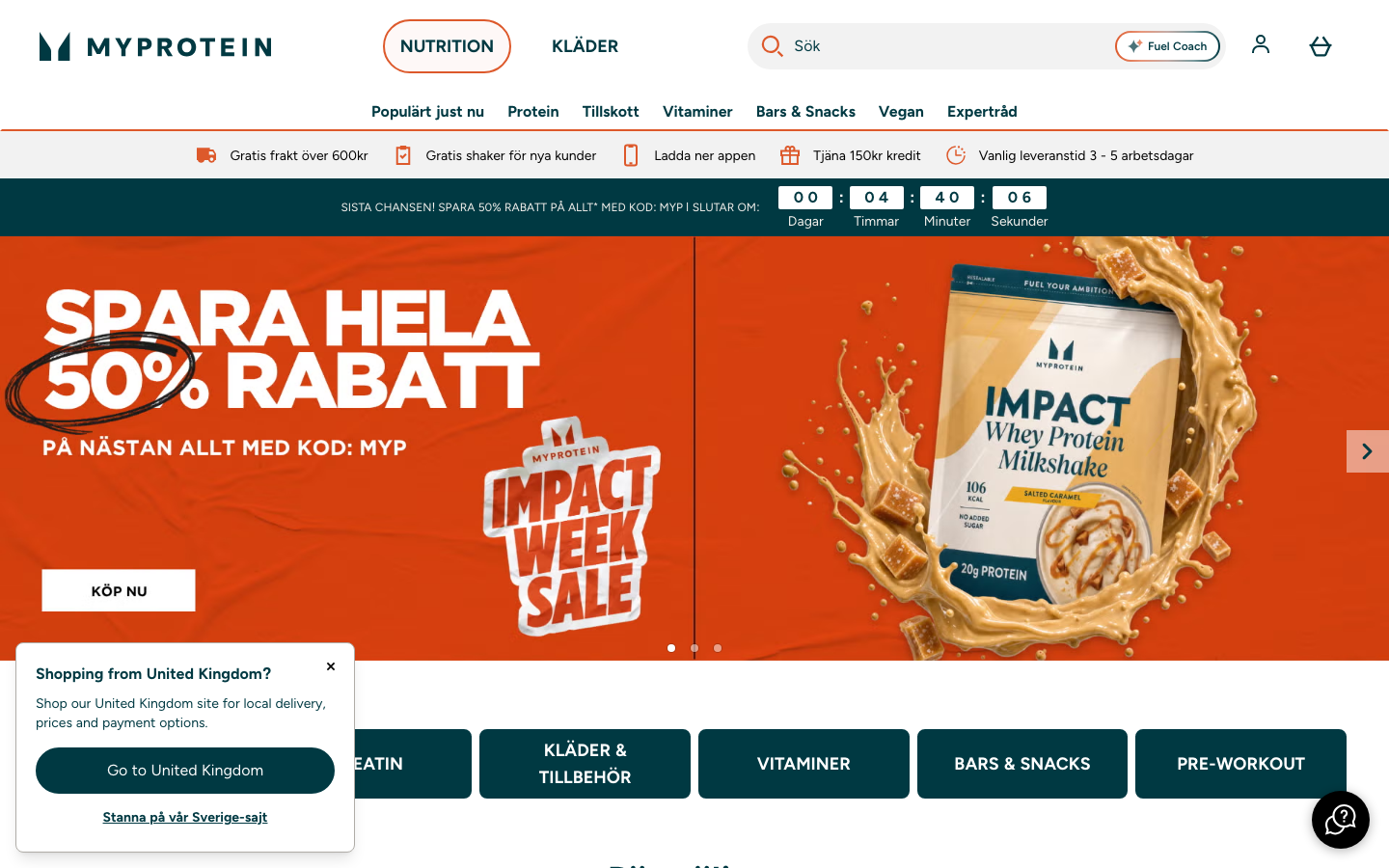 Myproteins svenska startsida