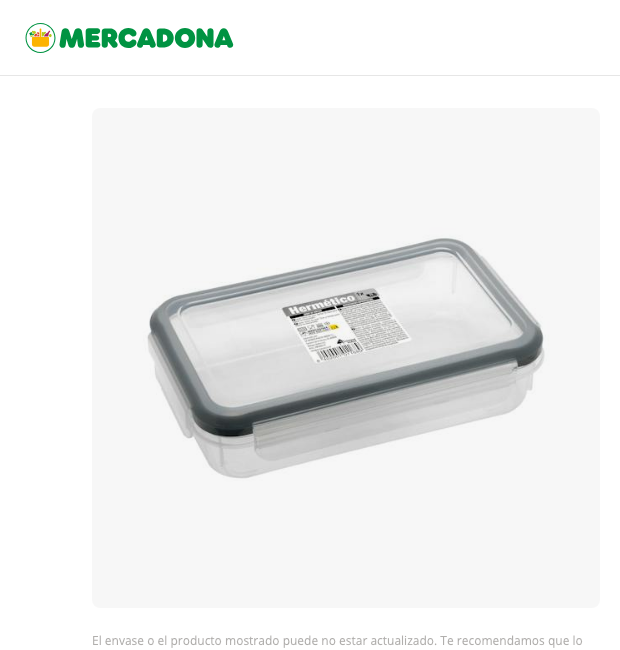 Captura de pantalla del recipiente hermético rectangular de 1 litro Bosque Verde en la tienda online de Mercadona